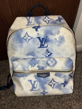 Blue and white Louis Vuitton Bookbag